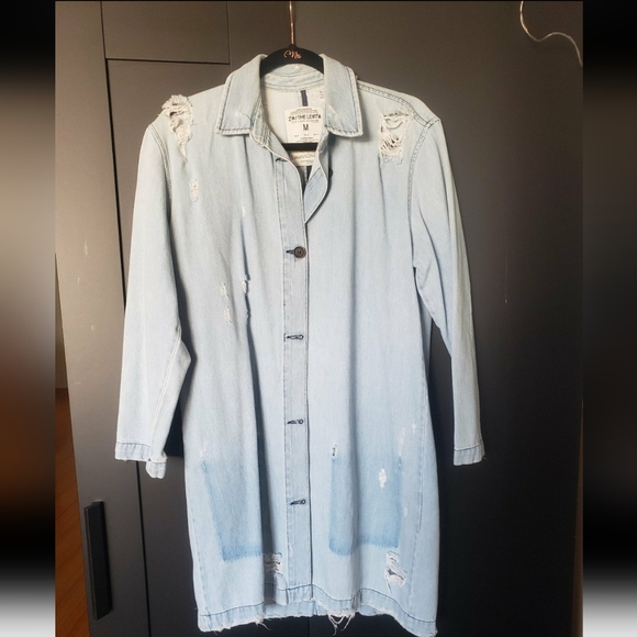 Zara woman premium denim collection ZW/LEVITA distressed coat - Picture 3 of 6